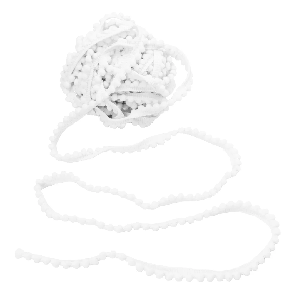 Homiest Pom Pom Trim, 10 yd, 1/2 in ribbon, 6mm balls, White