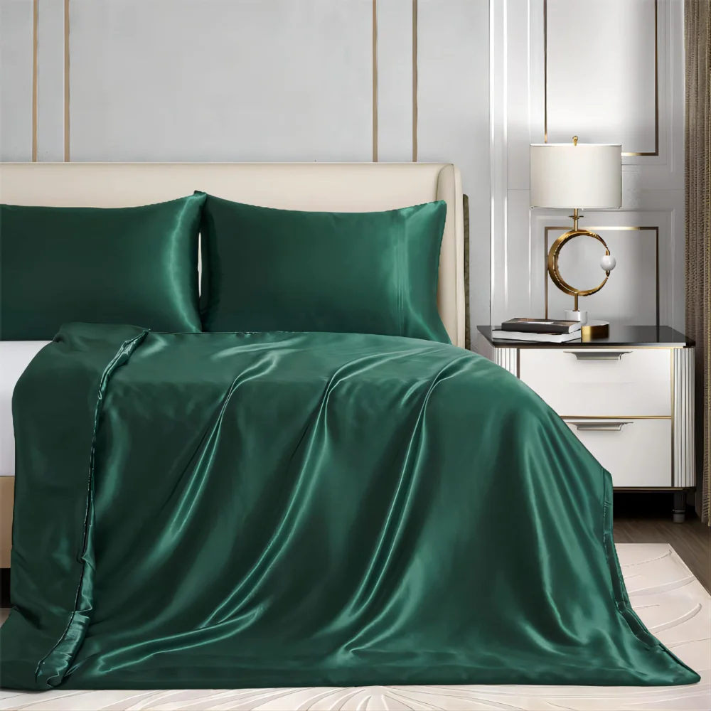 Homiest Satin Weighted Blanket Cover, 60x80 in, Queen, Dark Green