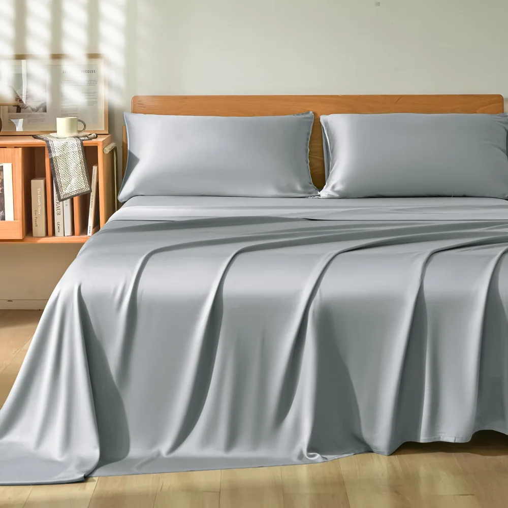 Homiest Bamboo Rayon Sheet Set, Queen, 4-piece, Light Gray