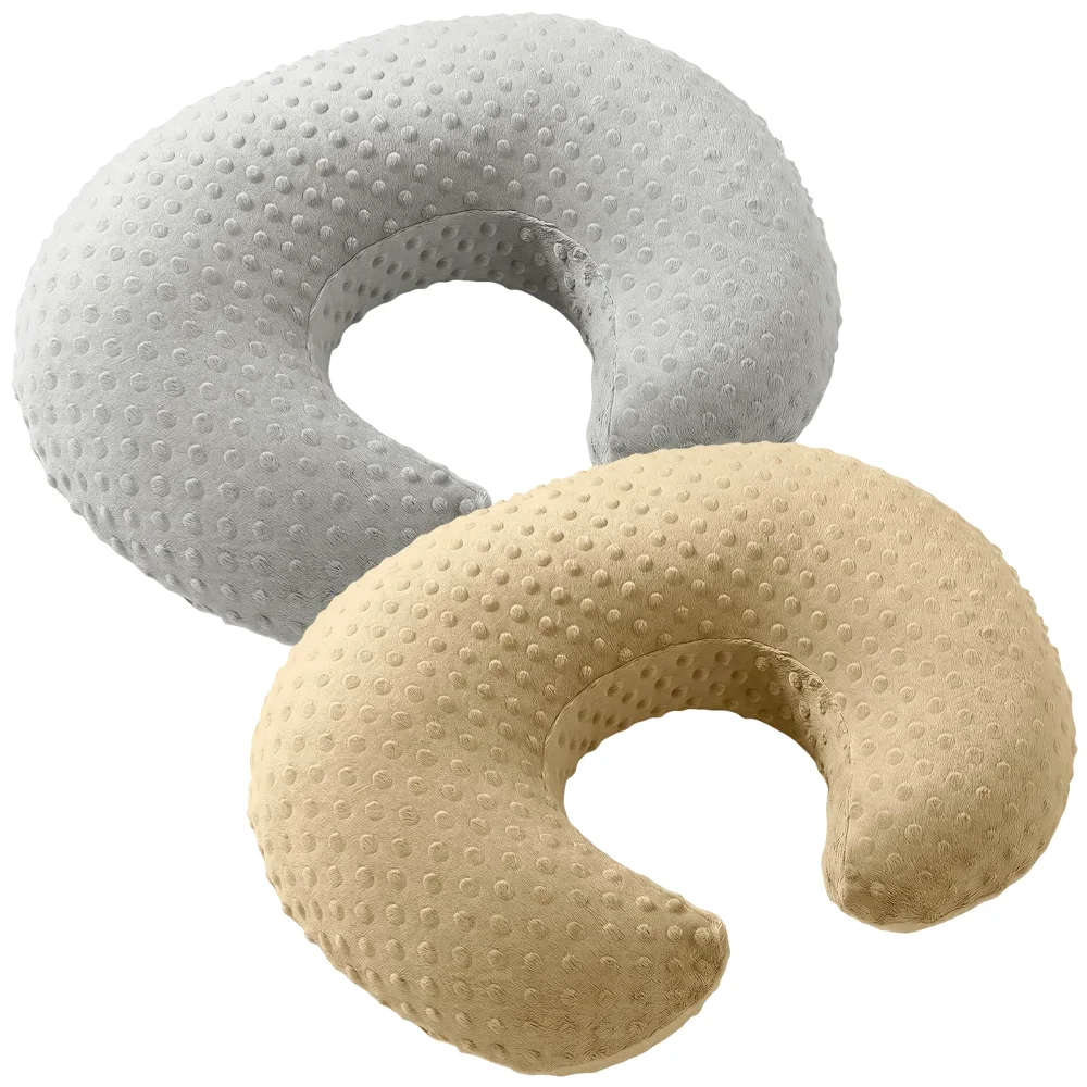 Homiest Minky Dot Nursing Pillow Cover Set, Light Gray & Beige