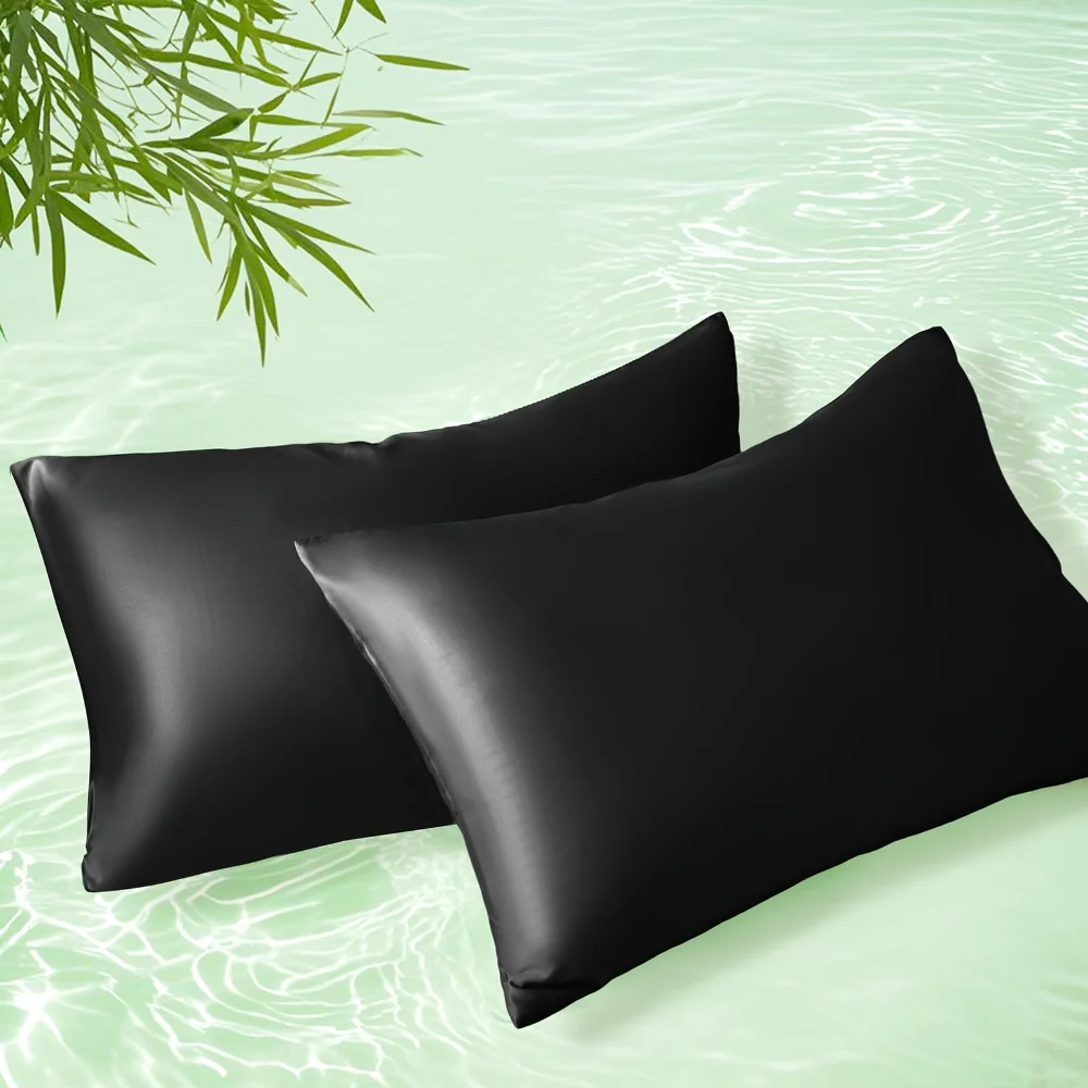 Homiest Bamboo Rayon Pillowcases, Standard, Black