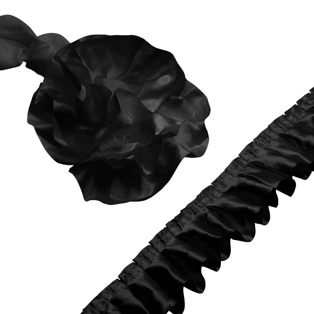Homiest Ruffle Satin Trim, Black