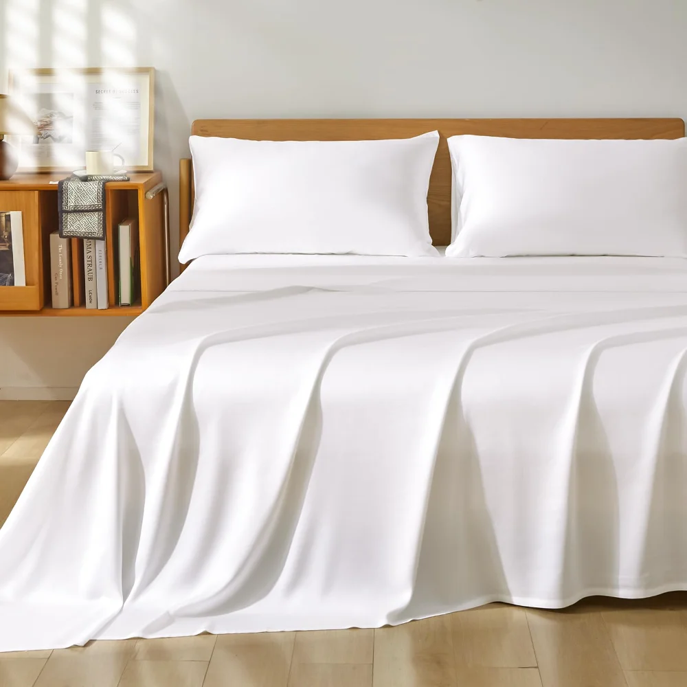 Homiest Bamboo Rayon Sheet Set, Twin, 3-piece, White