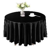 Satin Round Tablecloth, 84 in round, Black