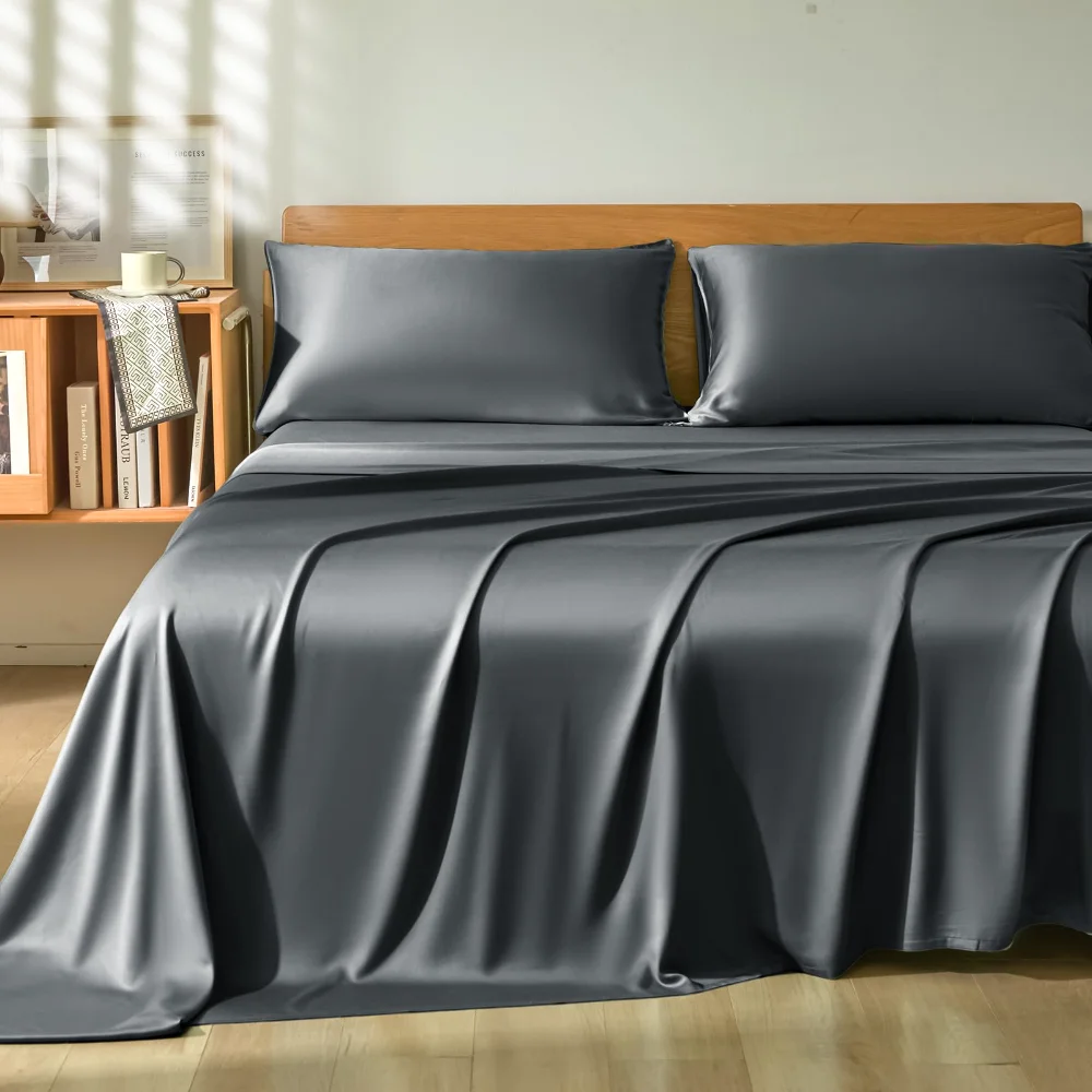 Homiest Bamboo Rayon Sheet Set, Full, 4-piece, Dark Grey
